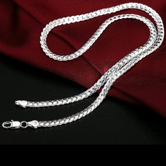 SILVER PLATED FLAT SNAKE CHAIN NECKLACE 24" - Picture 3 of 8